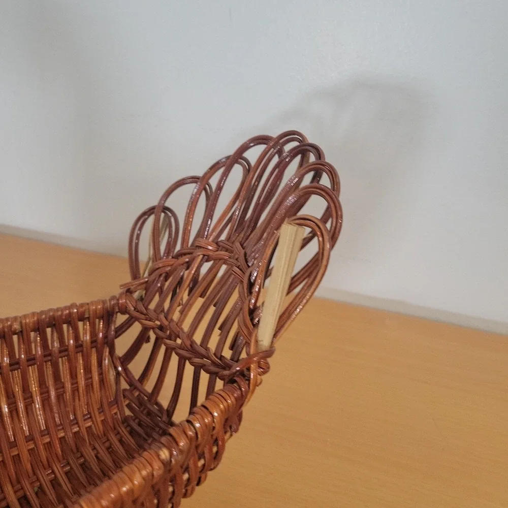 Vintage Brown Turkey Wicker Rattan Basket Thanksgiving Fall Table Decoration
